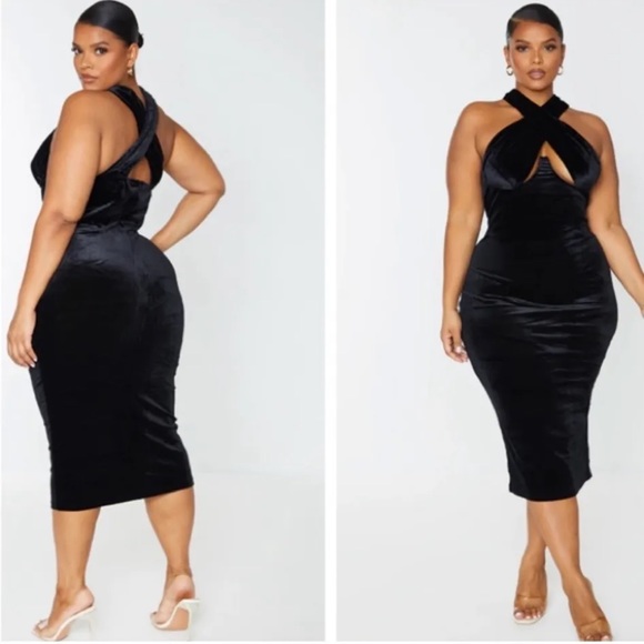 NEW velvet dress underboob Pretty little Thing stretch corseted inner bra - Picture 1 of 11